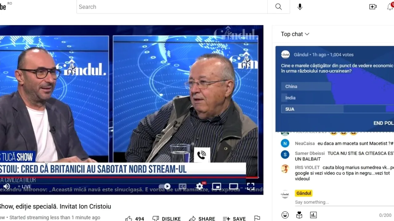 Poll Marius Tucă Show: „Cine e marele câștigător, din punct de vedere economic, în urma războiului ruso-ucrainean?”. Care au fost cele trei variante de răspuns