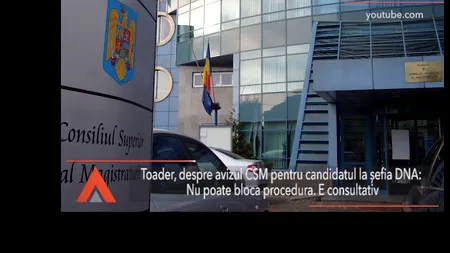Toader, despre avizul CSM pentru candidatul la șefia DNA: E consultativ. Cred cu toată convingerea că va fi negativ, dar imediat ce îl primesc, trimit la președinte candidatura