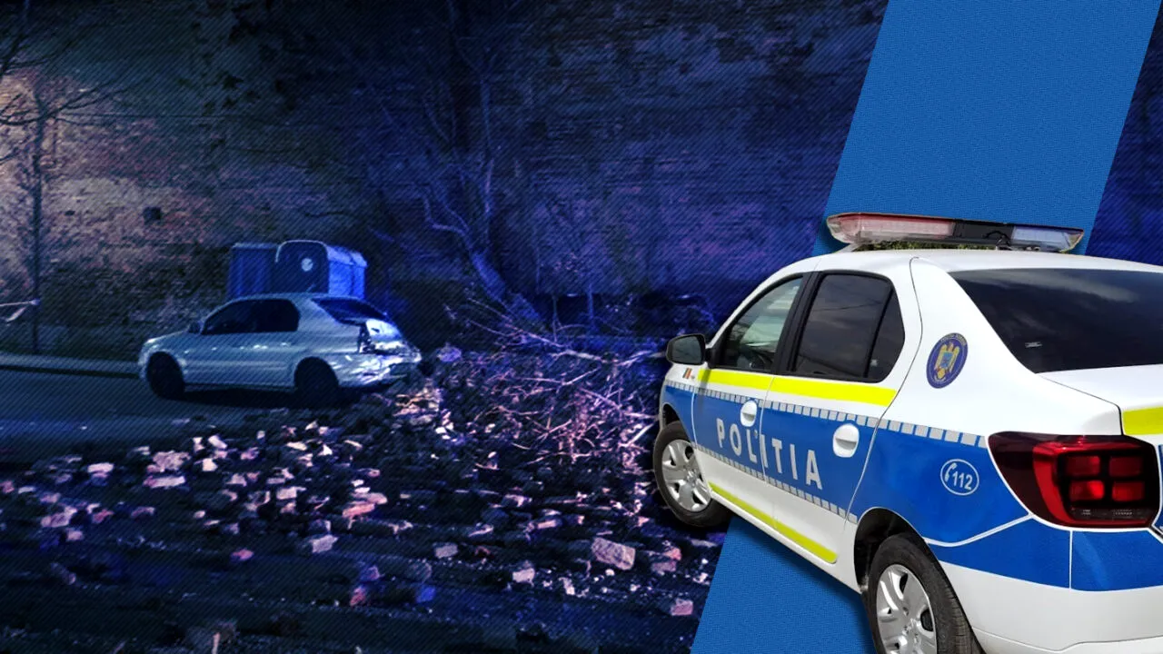 „Am auzit un zgomot puternic, o bubuitură”. Zidul înclinat din Parcul Reconcilierii, din Arad, s-a prăbușit peste o mașină de Poliție