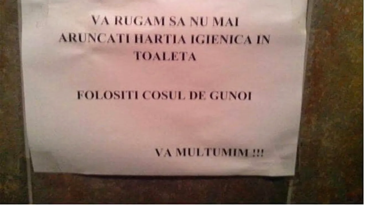 BANCUL ZILEI | „Vă rugăm să nu mai aruncați hârtia igienică în toaletă”