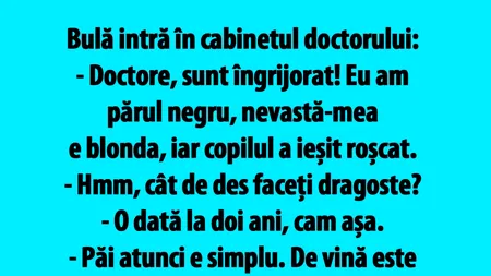 BANC | Bulă e îngrijorat: „Eu am părul negru, nevastă-mea e blonda, iar copilul a ieșit roșcat”