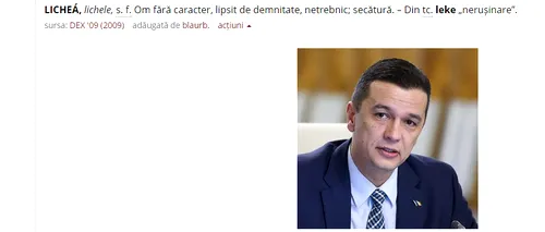 Lichea - cuvântul zilei pe Dexonline, ilustrat de poza premierului Sorin Grindeanu. Care este cuvântul lunii