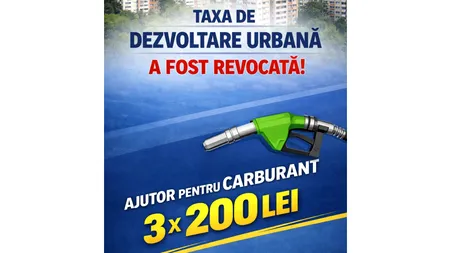 Taxa de dezvoltare urbană a fost revocată. Cetățenii din Sectorul 4 vor primi un sprijin financiar de 600 de lei, pentru achiziția de carburanți