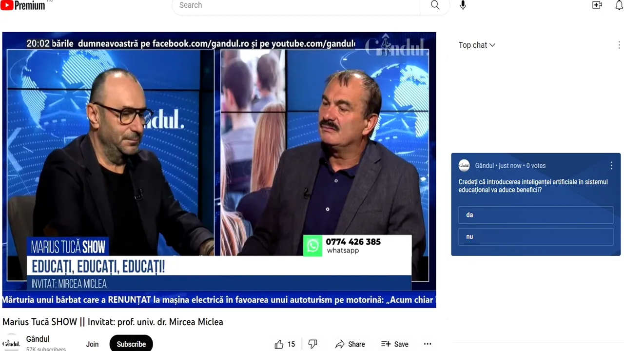 POLL Marius Tucă Show: „Credeți că introducerea inteligenței artificiale în sistemul educațional va aduce beneficii?”