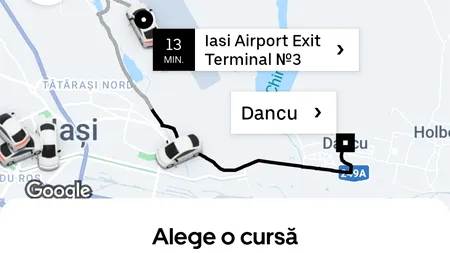 Câți bani i s-au cerut unui client, pentru o cursă Uber de doar 13 minute, până la Aeroportul din Iași. Suma e colosală