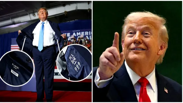 Donald Trump, apariție controversată la un miting electoral. Ar fi purtat un costum ieftin, fabricat în Asia