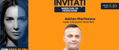 GÂNDUL LIVE. Adrian Marinescu, medic infecționist la Institutul „Matei Balș”, se află printre invitații Emmei Zeicescu la ediția de miercuri, 10 februarie 2021, de la ora 11.30
