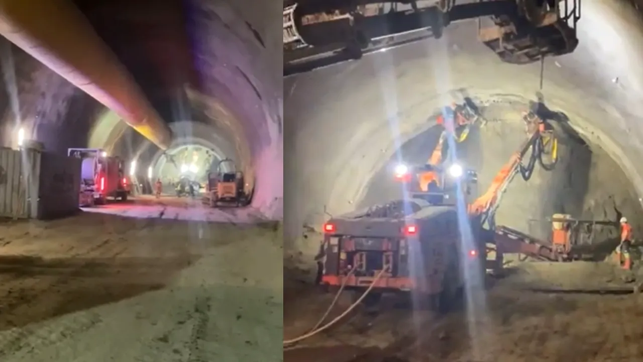 Imagini spectaculoase cu tunelurile gemene de pe autostrada Sibiu-Pitești, prima din țară care va străpunge munții Carpați
