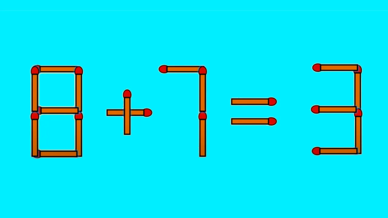 TEST IQ | 8 + 7 = 3 este greșit. Pentru a corecta egalitatea, mutați un singur chibrit