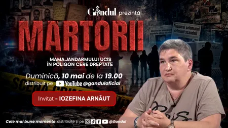 Duminică, 10 mai, de la ora 19:00, Gândul prezintă MARTORII - O mamă care îşi strigă durerea. Mama jandarmului ucis în poligon cere dreptate