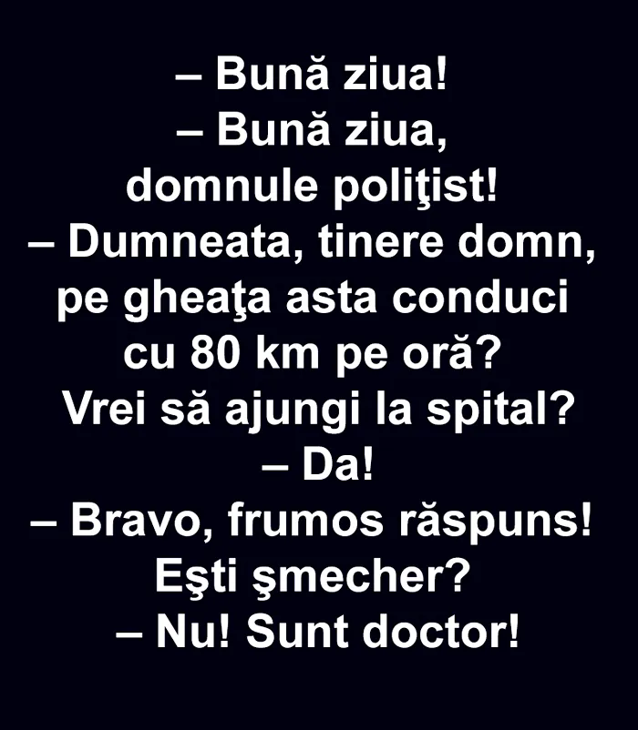 Bancul de luni  „Bună ziua, domnule polițist!”