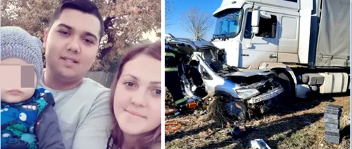 FOTO | Răsturnare de situație în cazul accidentului din Bacău, în care au murit tatăl și copiii lui de o lună și trei ani. Mașina lor a fost târâtă zeci de metri pe câmp de un tir