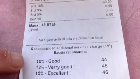 Ce se întâmplă dacă lași mai mult de 15% bacșiș la restaurante sau baruri. 