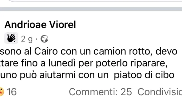Mesajul postat pe Facebook de Viorel  / Sursa foto: La Republica
