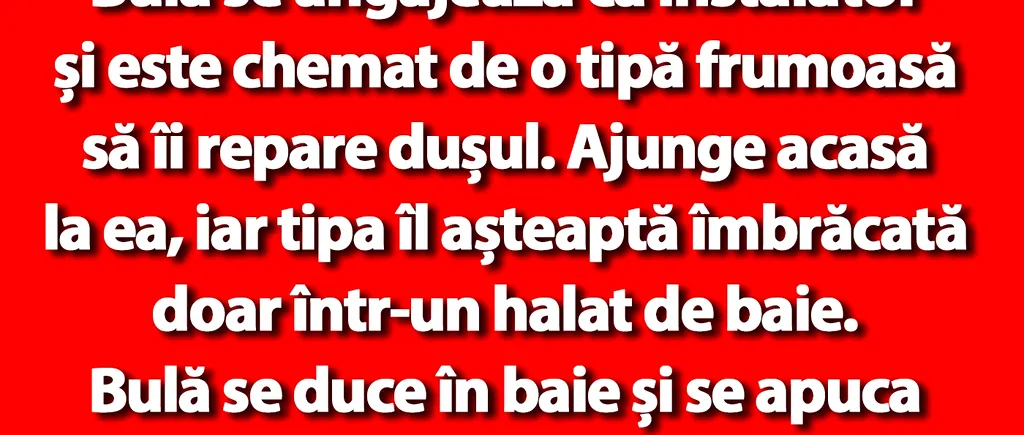 BANC | Bulă se angajează ca instalator și este chemat de o tipă frumoasă să îi repare dușul