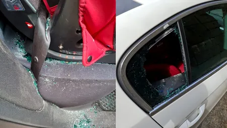 O mașină, în care se afla un cuplu și fetița lor, a fost LOVITĂ de bolovani căzuți pe Valea Oltului: 