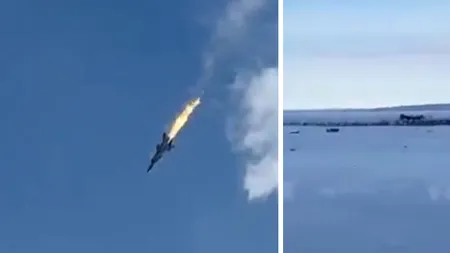VIDEO Un MIG-31 rusesc a luat foc în aer și s-a PRĂBUȘIT într-un lac lângă Finlanda. Piloții s-au catapultat