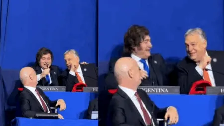Viktor Orban și Milei, președintele Argentinei, s-au distrat, s-au amuzat și au cântat împreună în pauzele de la Consiliul Păcii. Imagini de senzație