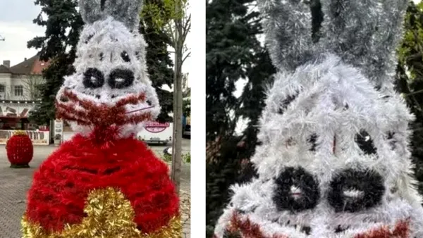 Iepurași cu aspect horror, montați în centrul Municipiului Baia Mare. Ce spun localnicii