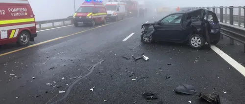 Accident în lanț pe Autostrada Transilvania. Trei persoane, inclusiv o fetiță de 10 ani, rănite
