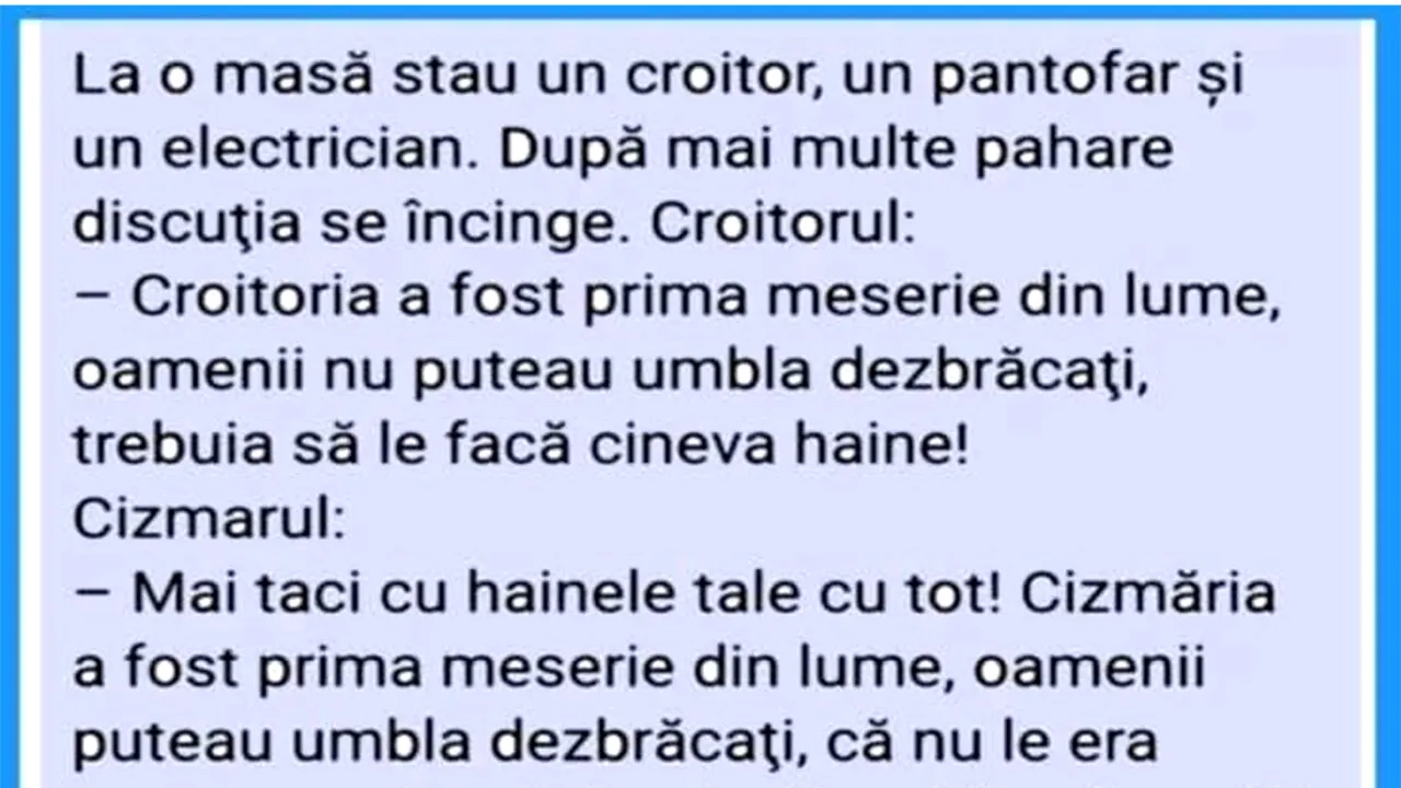 Bancul de duminică | Croitorul, pantofarul și electricianul