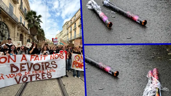 Haos în Franța. Un bebeluș de un an a fost rănit de materiale pirotehnice la protestele elevilor de lângă Versailles
