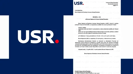 DOCUMENT. Decizie luată de USR în Biroul Național despre banii de campanie pentru Lasconi. Ce au hotărât liderii partidului