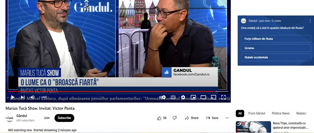 POLL Marius Tucă Show: „Cine credeți că a stat în spatele rebeliunii din Rusia?”