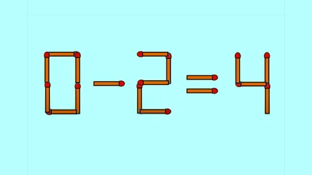 Test IQ cu chibrituri | Corectați 0-2=4, mutând un singur băț