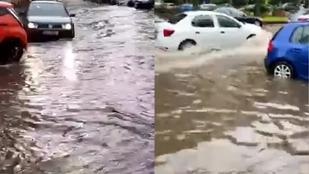 Ploaia face ravagii în Capitală. Au fost semnalate mai multe inundații, inclusiv în curtea Spitalului „Sfântul Ioan”, iar mai multe tramvaie au rămas blocate - VIDEO