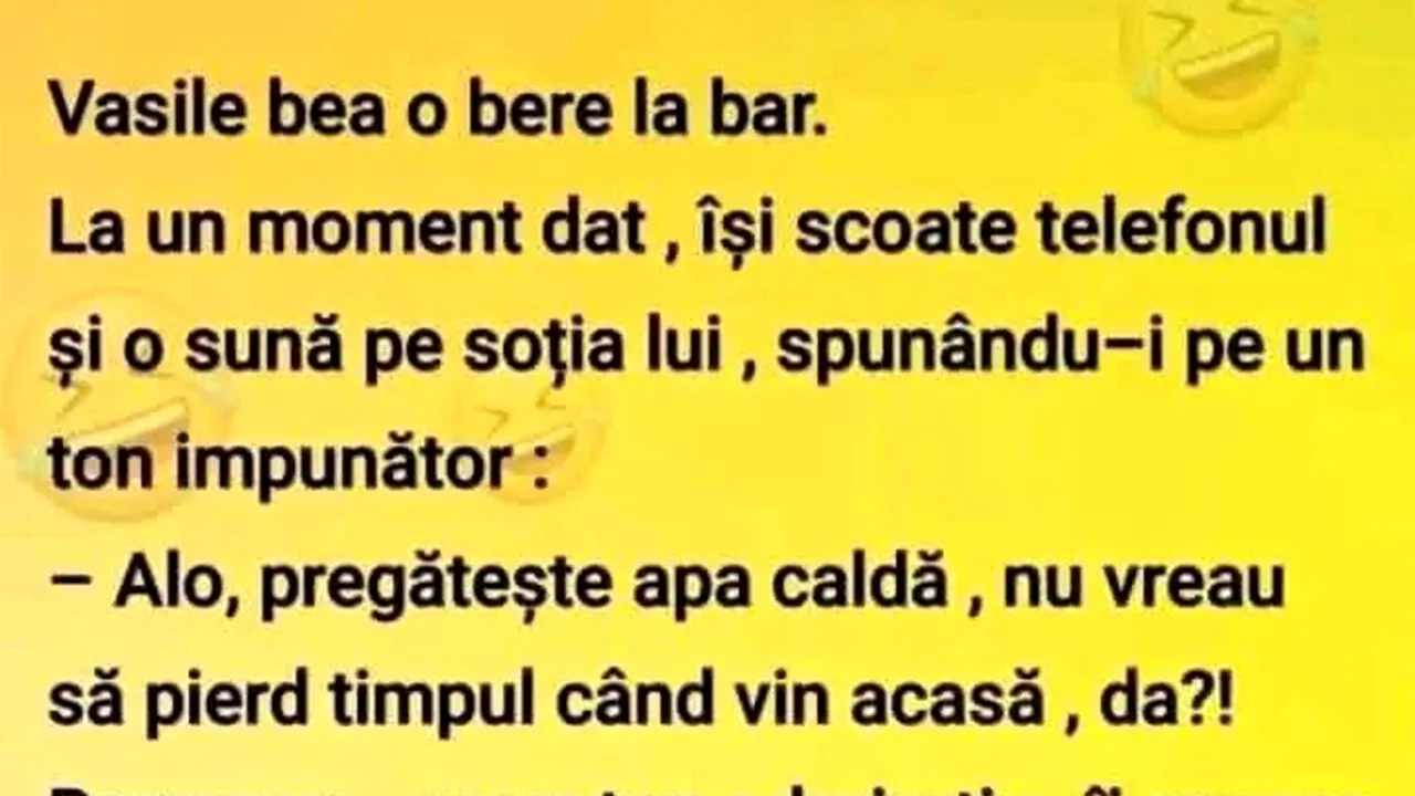 Bancul de sâmbătă | Vasile bea o bere la bar