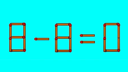 TEST IQ | 6 + 8 = 0 este greșit. Pentru a corecta egalitatea, mutați un singur chibrit
