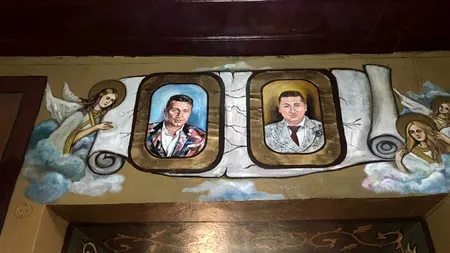 Chipurile a doi oameni de afaceri, care ar fi apropiați ai lui Dragnea, au fost pictate pe pereții unei biserici din Teleorman / Reacția episcopului