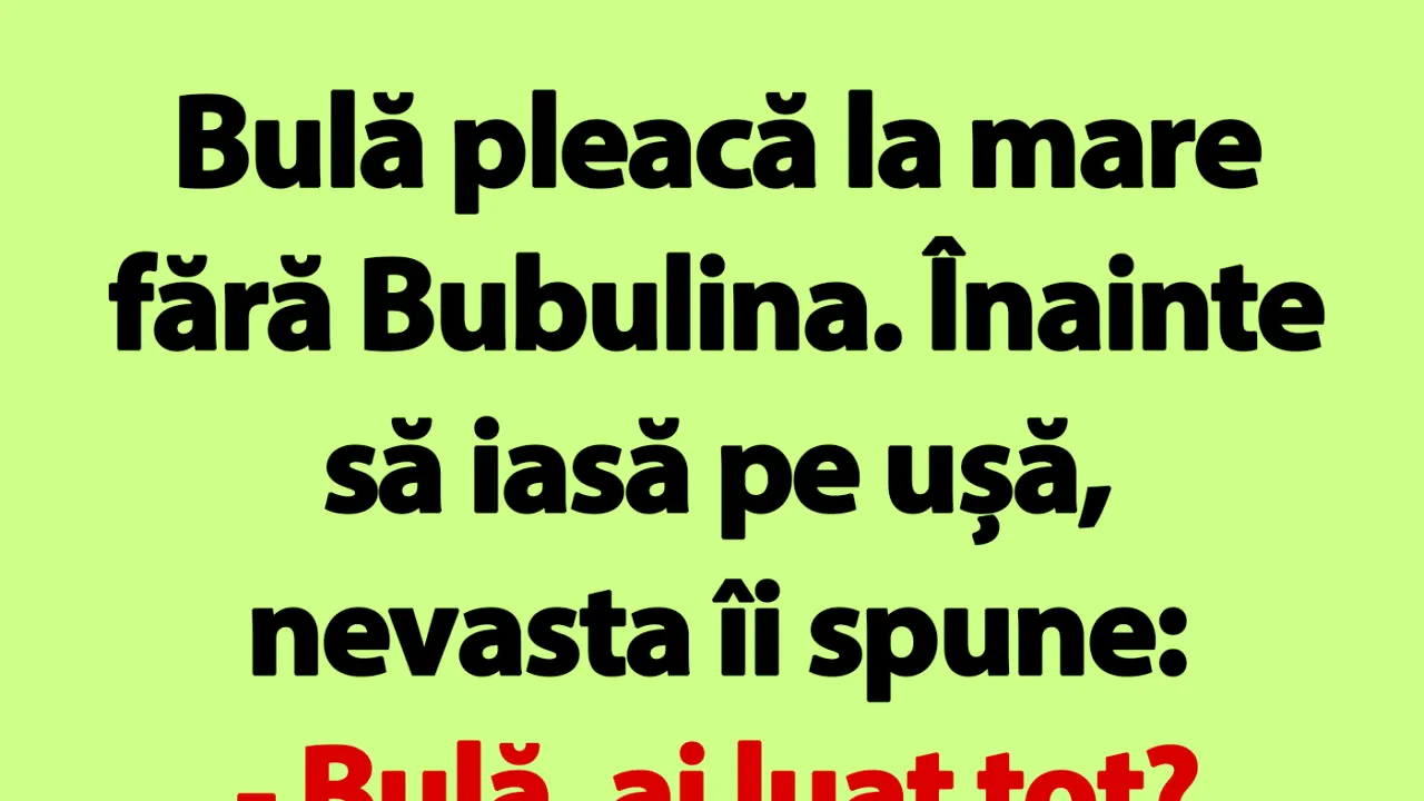 BANC | Bulă pleacă la mare fără Bubulina