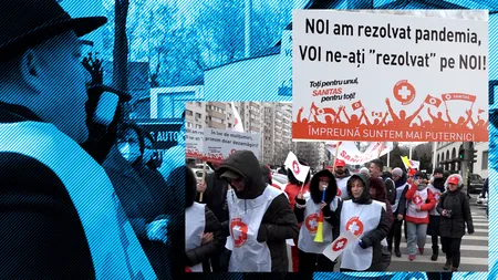 EXCLUSIV VIDEO | Angajați din sistemul sanitar au protestat în fața mai multor spitale din București. Vicepreședintele Federației Sanitas: 
