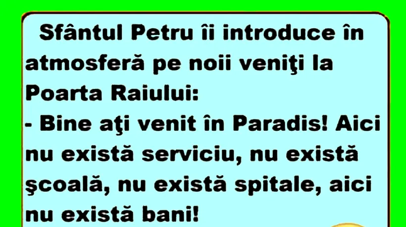 Bancul de miercuri | „Bine ați venit în Paradis!”