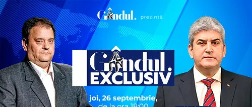 Gândul Exclusiv cu H. D. Hartmann începe joi, 26 septembrie, de la ora 18.00, live pe gândul.ro. Invitat: Gen. (R) prof. univ. dr. Gabriel Oprea