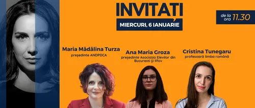 GÂNDUL LIVE. Profesoara de limba română Cristina Tunegaru se află printre invitații Emmei Zeicescu la ediția de miercuri, 6 ianuarie 2021, de la ora 11.30