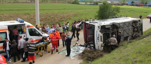 Un autocar cu turiști ucraineni s-a răsturnat într-o comună brăileană