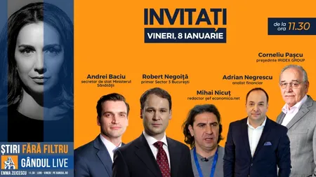 GÂNDUL LIVE. Andrei Baciu, secretar de stat în Ministerul Sănătății, se află printre invitații Emmei Zeicescu la ediția de vineri, 8 ianuarie 2021, de la ora 11.30
