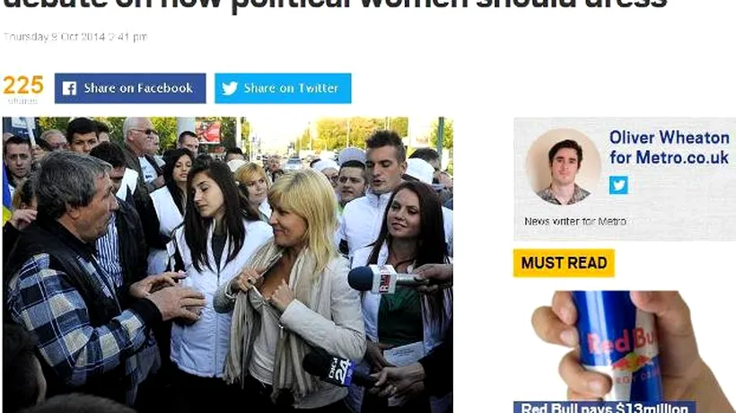 Presa britanică a preluat fotografia în care Elena Udrea pare că își arată sânii. Ce au scris jurnaliștii străini despre candidata la Cotroceni