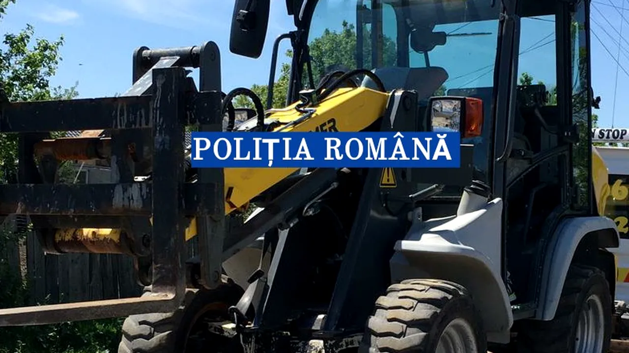 ACȚIUNE. Excavator furat din Suedia, găsit într-o comună din județul Olt