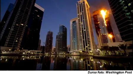 Un incendiu la un zgârie-nori din Dubai a pus pe jar autoritățile din Emirate. VIDEO