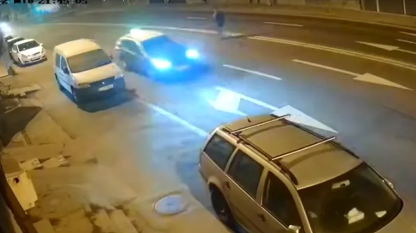 VIDEO | Imagini șocante la Cluj, unde un bărbat este spulberat de un Logan, după ce a traversat neregulamentar