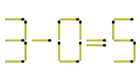 Test de inteligență pentru genii | Adăugați 2 bețe de chibrit pentru a transforma egalitatea 3-0=5 într-una adevărată!