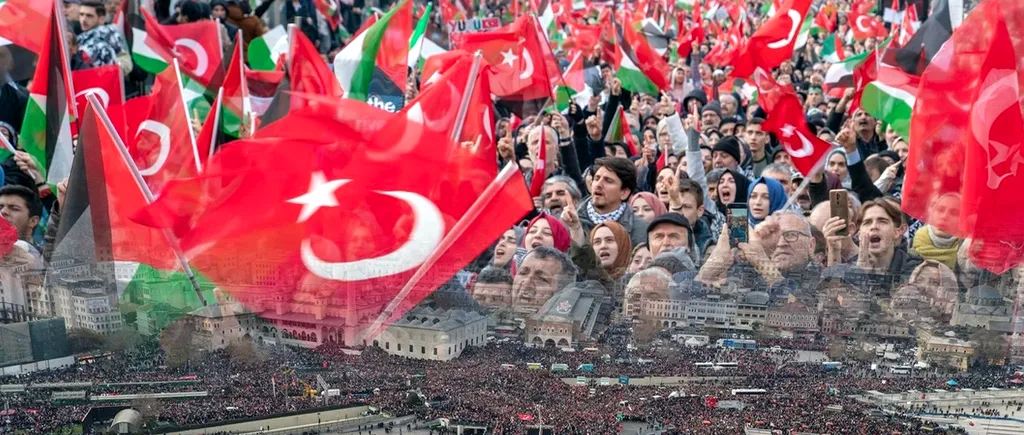 Miting de amploare la Istanbul. Zeci de mii de oameni au ieșit în stradă împotriva Israelului și a TERORISMULUI kurd