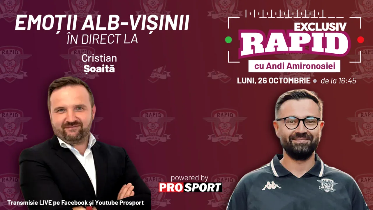 „EXCLUSIV RAPID” revine astăzi! Cristian Șoaita, invitat după înfrângerea dură din derby-ul cu FCSB