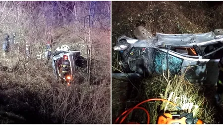 Șase tineri, cu vârste între 14 şi 19 ani, s-au răsturnat cu mașina pe DN 1, la Hula Bradului, în Sibiu