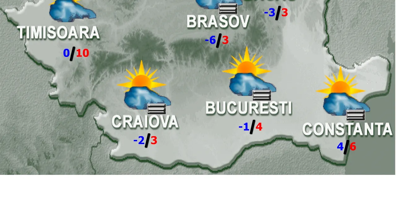 VREMEA. Prognoza meteo pentru 2 și 3 ianuarie