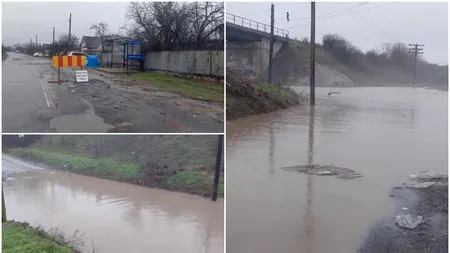 Inundații în Dolj. În urma precipitațiilor a fost închis drumul DJ 641, localitatea Pielești